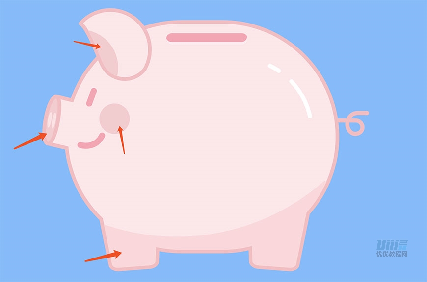 AI+AE教程！教你制作可爱的小猪存钱罐动效